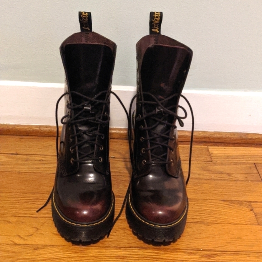 Dr. Martens burgundy high heel boots